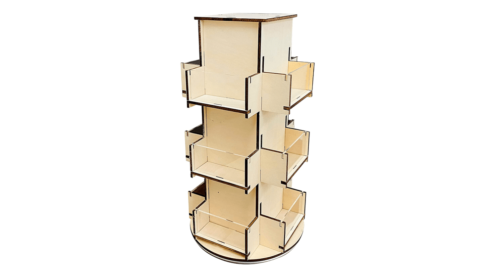 Rotating Display Stand, 3 Tier Wooden Organizer